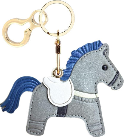 Leather Keychain Holder Case Compatible with AirTag,Cute Protective Cover with Keyring,Anti-Scratch Finder GPS Tracker Case for Wallet Keys,bag,pets,Backpack(Horse D)