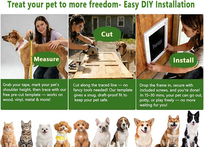 Pet Door Dog Door Easy Install - Wood & PVC Doors & Walls，Cat Door Free Movement & Strong Magnetic Auto-Close & Sliding Lock,Telescoping Frame,5 3/4" x 9 1/3" for Small Dogs Cats Up to 15 lb