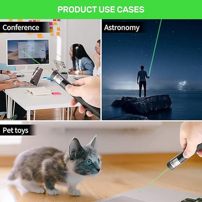 Laser Pointer High Power, Green Laser Pointer Indicator Light, USB Charge，Presentation, Interactive Toys for Indoor Dogs Cats