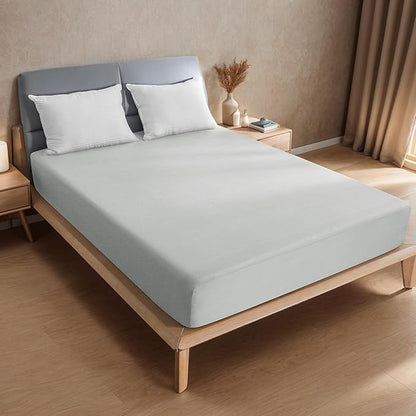Full Size Waterproof Mattress Protector - Noiseless, Breathable, Machine Washable Fitted Mattress Cover with Deep Pocket up to 5”-21”（Light Grey）