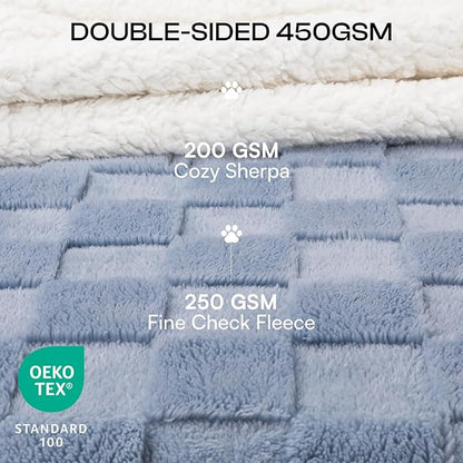 Luciphia Waterproof Dog Blanket, Leakproof Small Pet Blanket for Couch Sofa Bed Furniture Cover Protector, Washable Soft Sherpa Fleece with 3D Jacquard, Cozy Calming Reversible, Blue White, 40"x28"