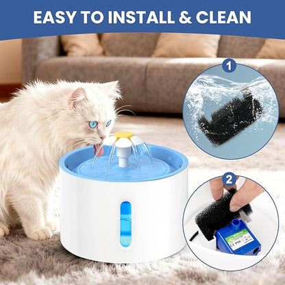 16 Pack Cat Water Fountain Sponge Filters, Replacement Foam Pre-Filter Sponges for 67oz/2L & 81oz/2.4L Pet Fountain (Pump Not Included)