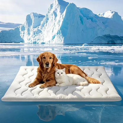 Dog Cooling Mat for Extra Large Dogs & Cats, Q-MAX>0.4 Breathable Cooling Crate Pad Indoor for Pet with Chill Cool Fiber, Portable Waterproof Washable Self-Cooling Pad in Outdoor Summer 36"×23"
