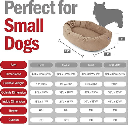 Majestic Pet Suede Shredded Memory Foam Mix Calming Dog Bed Washable - Cozy Soft Round Dog Bed with Spine for Head Support - Fluffy Donut Dog Bed, 24 Inch, Stone