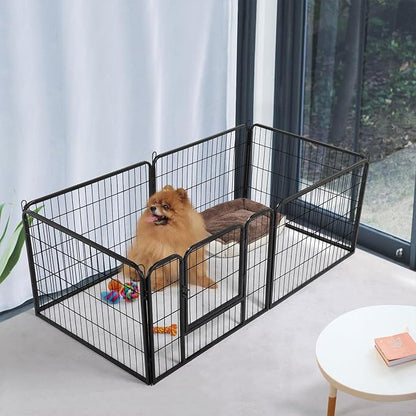Topeakmart 24-Inch 6 Panel Heavy Duty Portable Pet Playpen Dog Exercise Pen Cat Fence Crate Cage Kennelwith Door Puppy Rabbits Play Pen,Outdoor/Indoor,Black