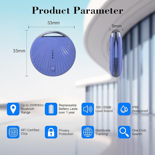 Air Tracker Tag, [MFi Certified] Smart Tag, Pet Bluetooth Tracker for Apple Find My, IP68 Waterproof,Replaceable Battery, Key Finder and Item Locator for Keys, Bags, Pets, Wallet-Blue