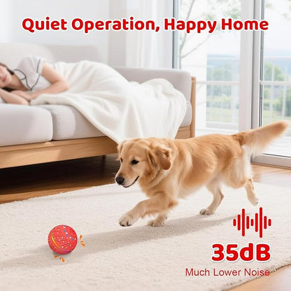 Interactive Dog Toys Dog Ball - Smart Moving Bouncing Dogs Ball with RGB Lights, E-TPU Material, 3 Play Modes Automatic Rolling Balls Toy for Small Medium Dogs Keep Them Busy(Red)