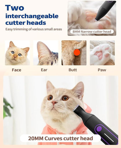 PAPMINI Dog & Cat Grooming Kit for Thick Coats, Heavy Duty Rechargeable Trimmer with LED Display & Storage Bag (Purple, 2 in 1)