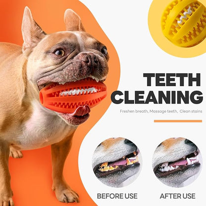 Volkee Puzzle Toy for Small & Smart Dogs, Interactive Chew Toys for Boredom, Enrichment Toys to Keep Them Busy, Treat Dispensing Ball for Puppy Dog Teething and Training(1 Yellow+1 Orange)