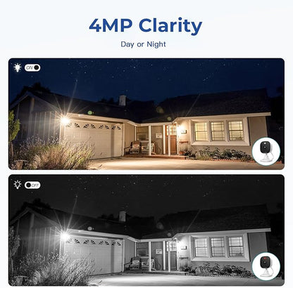 4MP Indoor Cameras for Home Security Outdoor, Home Security Camera System, 2.4g/5g Camera for House/Elder/Dog/Pet/Baby, Plug and Play, Support Card/Cloud (Not Included), Wired, 2PCS