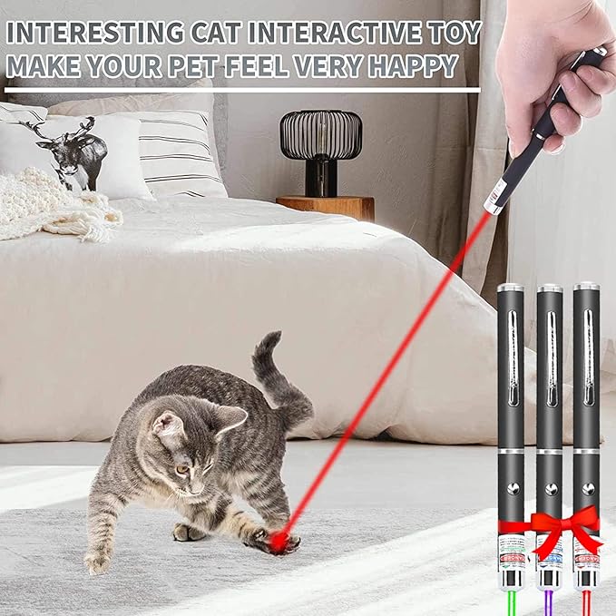 MEUSNO Cat Laser Pointer Toy, 3 Pack Cat Laser Pointer for Cats Dogs Pet Toy Lazer, Blue Green Red Laser Pointer Cat Toys for Pet Indoor Chase Cat Toy Lazer Pointer