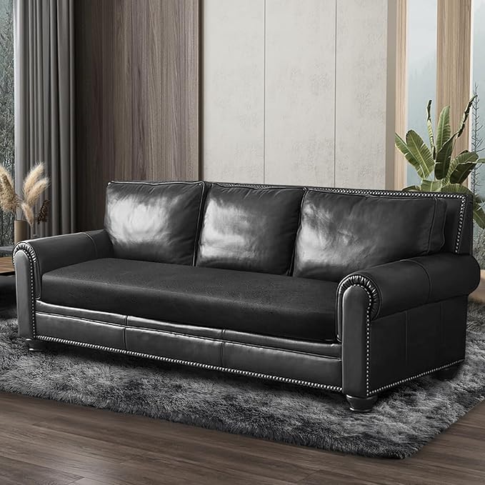 ANARACHON Leather Look Couch Cushion Covers Sofa Seat Slipcovers Sets Couches Furniture Protector for Sectional Armchair Loveseat Pets Kids Stretch Spandex Fabric (1 Cushion Sofa, Dark Grey)