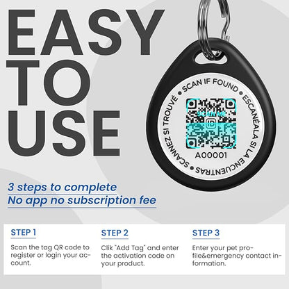 6 Pack Dog Tags Personalized, QR Code Pet ID Tags for Dog Collar, Online Profile, Scan Location Alerts, Mix Colors