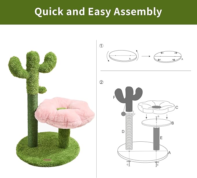 Cat Scratching Post, Cat Scratcher Kitten Scratch Post，Sisal Rope for Indoor Cats, Claw Scratcher for Indoor Cats and Kittens (Cactus)