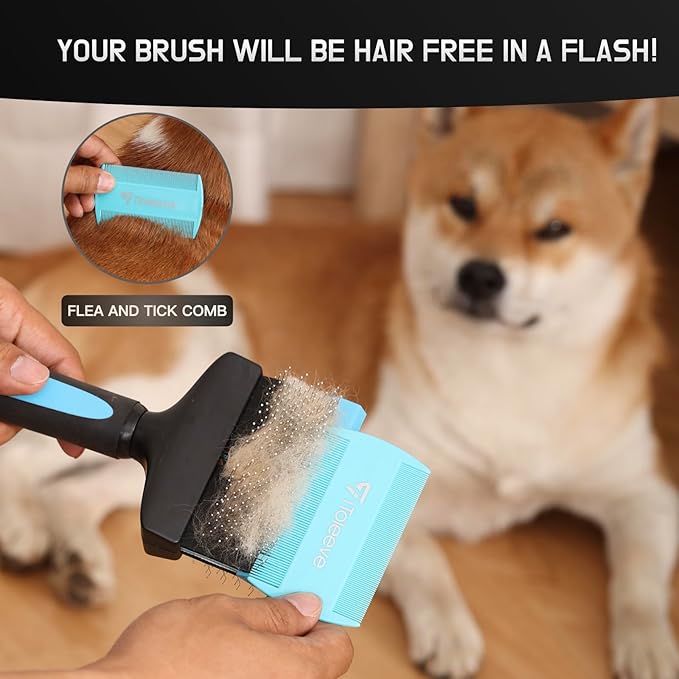 iToleeve Dual Flex Slicker Brush Dog Brush, Gentle Grooming Tool for Sensitive Dogs & Cats - Ideal for Long Hair, Removes Undercoat, Tangles, and Knots