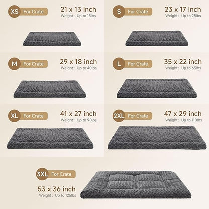 Washable Dog Bed Mat Soft Dog Crate Pad Fluffy Pet Kennel Beds Sleeping Mattress with Non-Slip Bottom for Large Jumbo Medium Small Dogs, 47 x 29 Inch, Pink