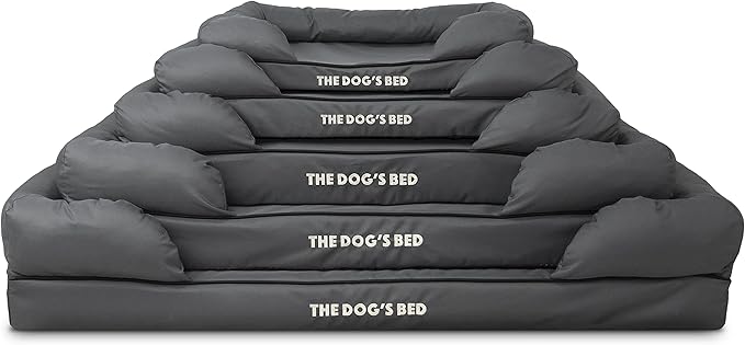 The Dog’s Bed Orthopedic Memory Foam Dog Bed with Bolsters for XXL Dogs, Waterproof Washable Cover, Anti-Slip Base, Calming Surface – CertiPUR-Certified Foam, Oxford Fabric, Grey with Black Trim, XXL