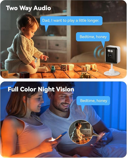 Gianteye 2K Indoor Security Camera (2-Pack), Dual-Band 2.4/5GHz WiFi Pet & Baby Monitor, AI Event Detection with Smart Search, Color Night Vision, 2-Way Audio, Human Detection, US App
