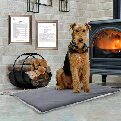 Rest-Eazzzy Cat Heating Pad & Bed - Heated Cat Bed with Removable Cover & 5-Level Timer & Temperature Control (Pure-Grey)