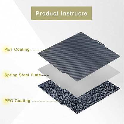 PEO (Diamond Pattern) & PET (Carbon Fiber Pattern) 3D Printer Build Plate Adhesive Print Bed Compatible with Bambu lab A1 P1P X1C 257mm