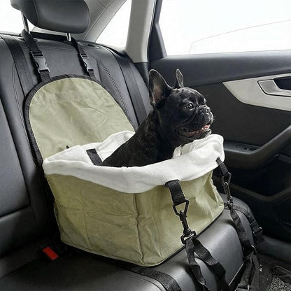 Dog Car Seats for Small Dogs, Portable Soft Auto Pet Booster Seats with Adjustable Safety Leash, Foldable Puppy Travel Seat with Storage Pocket for Cars, SUVs, Trucks(Green)
