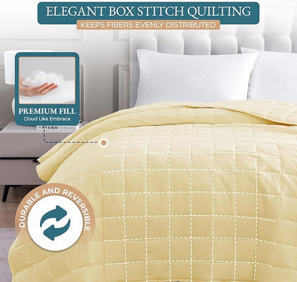 Casa Platino Twin XL Bed Blanket – Pre-Washed Microfiber with Quilted Down Alternative Fill, Lightweight & Reversible for Year-Round Comfort – Vanilla