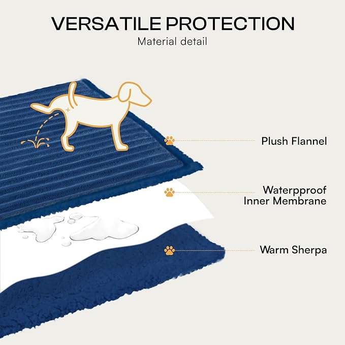 Luciphia Waterproof Dog Blanket for Small Puppy Ultra-Soft Calming Cut Pile Flannel Throw Durable & Warm Furniture Protection for Couch Car Pet Cat Blanket Machine Washable Deep Navy,S(40''x28'')