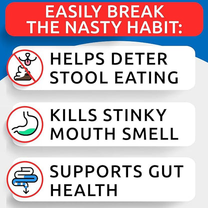 BARK&SPARK NO Poo Treats - Prevent Dog Poop Eating - Coprophagia Treatment - Stool Eating Deterrent - Probiotics & Enzymes - Digestive Health + Breath Aid - Made in USA - 180 Chews