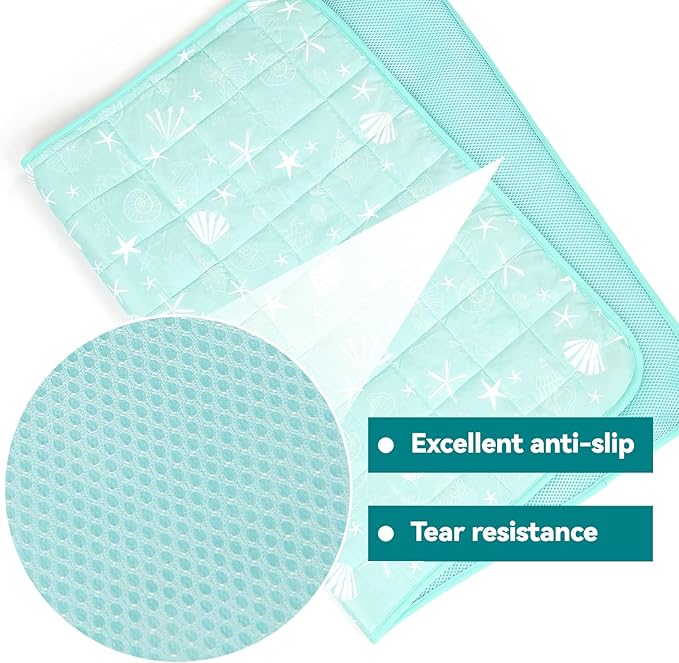 SUPRIY Pet Cooling Mat for Dogs & Cats - Qmax 0.4 Waterproof Cooling Pad, Summer Heat Relief Mat with Japanese Polyester Tech, 3 Sizes Indoor/Outdoor Use (19.5 * 27.5, Blue Ocean)