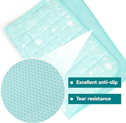 SUPRIY Pet Cooling Mat for Dogs & Cats - Qmax 0.4 Waterproof Cooling Pad, Summer Heat Relief Mat with Japanese Polyester Tech, 3 Sizes Indoor/Outdoor Use (19.5 * 27.5, Blue Ocean)