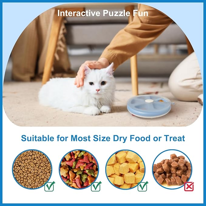 Interactive Cat Treat Toys, Food Puzzle, Maze Feeder Toys for Indoor Cats and Kittens (Blue)