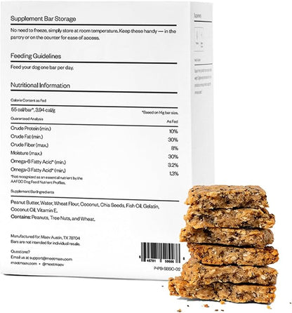 MAEV Human-Grade Skin & Coat Supplement Bars | Natural Support for a Healthy Skin & Coat, 30 Count (Pack of 2)