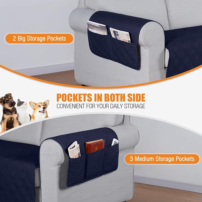 VANSOFY Couch Cover, Waterproof Sofa Covers Washable Slipcover Furniture Protector Couch Seat Covers Non-Slip Couch Cover for Dogs, Pets(Sofa Plus, Dark Blue)