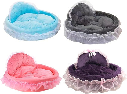 Creative Princess Lace Pet Bed Ruffled Nest for Dogs and Cats Soft Plush Comfortable Princess Sofa Pet Bed