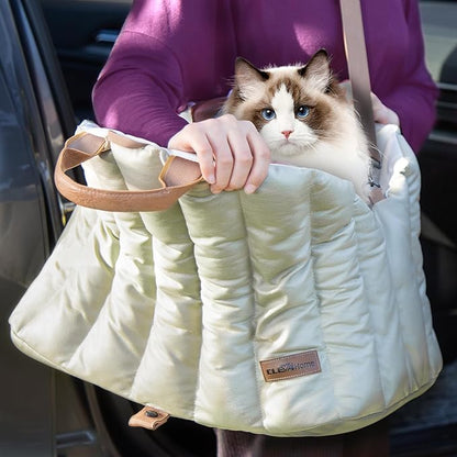 ClevaHome Small Dog Car Seat & Travel Carrier & Pet Bed, Non-Slip Booster Seat for Dogs up to 10lbs, Fashionable Pet Carrier Bag for Indoor and Outdoor