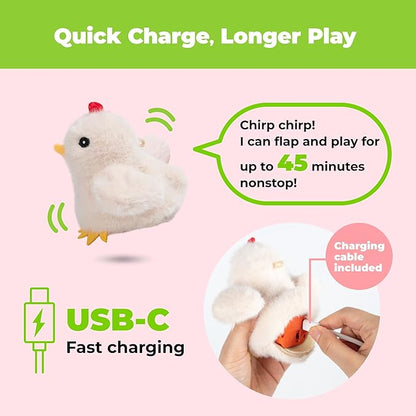 Catify Best Pet Supplies Flapping Duckling, Chick & Bird Cat Toy - Motion-Activated Wings, Realistic Chirps, Catnip-Infused Plush, USB-Rechargeable, Indoor Cats & Kittens, Self-Play Enrichment - Beige