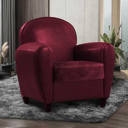 ANARACHON Leather Look Couch Cushion Covers Sofa Seat Slipcovers Sets Couches Furniture Protector for Sectional Armchair Loveseat Pets Kids Stretch Spandex Fabric (1 Cushion Armchair, Burgundy)