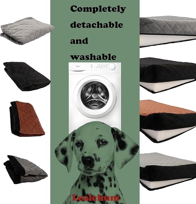 Lealchum Dog Car Seat for Medium/Large Dogs,2 Clip-On Safety Leashs for 2 Small Dogs,Removable and Washable Comfy Pet Car Seat,Easy to Install and Clean (Black/Red, Large)