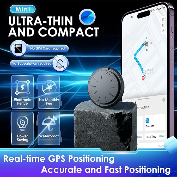 1PCS Black Tracker Device for Vehicles,GPS Car Tracker,No Monthly Fee Anti-Lost Car Locator Works with Find My(iOS Only),Mini Hidden Car Tracker with White Magnetic Case