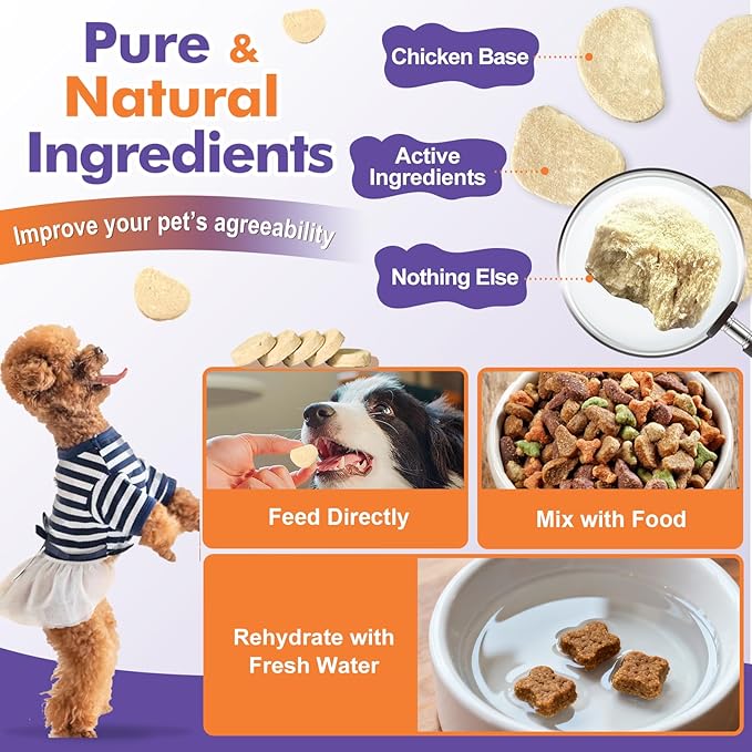 DRFOSTER Probiotics for Dogs, Freeze-Dried Dog Probiotics and Digestive Enzymes, Plus Omega-3 for Itchy Skin, Prebiotics for Digestive Health, Dog Vitamins and Supplements for Immune Health, 180 Bites