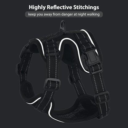 Rttochfy Cat Harness and Leash Set, Adjustable and Reflective Cat Vest, Escape Proof Kitten Harness, Easy to Put on with 3 Buckles for Cats Walking and Traveling (Black, M)