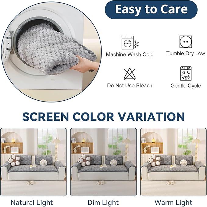 OstepDecor Washable Couch Cover for Dogs, Thick Pet Friendly Sofa Covers, Soft Couch Protector, Paw Cart Sofa Slipcovers, Cushion Protector for Leather, Sectional, Loveseat (27.6" x 82.7", Grey)