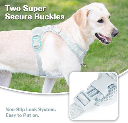 No Pull Dog Harness for Small Medium Large Dogs - Adjustable 2 Layer Mesh Dog Vest with Dual Clip, Escape Proof, Quick Release, Lightweight Breathable Mesh for Walking Hiking (Light Blue,XS)
