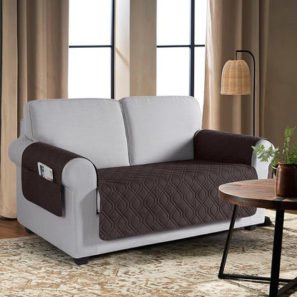 VANSOFY Couch Cover, Waterproof Sofa Covers Washable Slipcover Furniture Protector Couch Seat Covers Non-Slip Couch Cover for Dogs, Pets(Loveseat Plus, Chocolate)