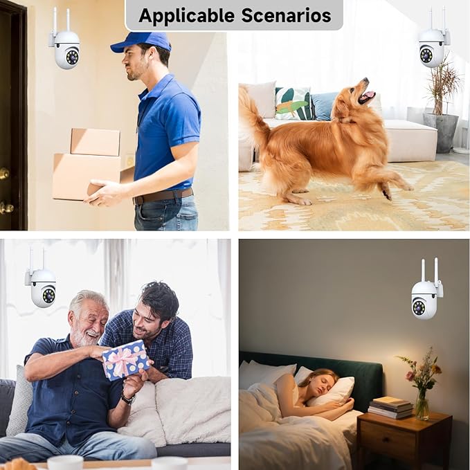 JAIOTlink 1080P Security Camera Wired, Baby Monitor with 360° Pan/Tilt, 2-Way Audio, Color Night Vision, AI Detection, SD/Cloud Storage, 2.4G/5GHz WiFi Home Surveillance Cam, Compatible with Alexa