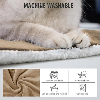 Rest-Eazzzy Heated Cat Pad, Cat Bed with Removable Cover, 5 Level Timer & Temperature, Indoor Warming Mat for Cats & Dogs (Heat Pad, Pure-Brown)