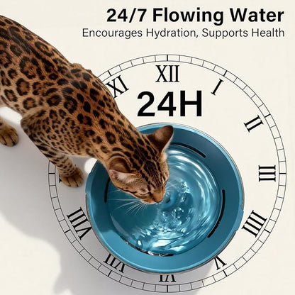 DEEIPET Cat Water Fountain, 74oz/2.2L Ultra Quiet Automatic Water Dispenser for Cats Dogs with Colorful LED Indicator, Water Bowl for Pets with Filter