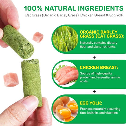 60g Cat Grass Sticks, Delicious Cat Grass Teething Stick Edible Cats Chew Toy Cat Treats Snack for Teeth Cleaning and Hairball Removal