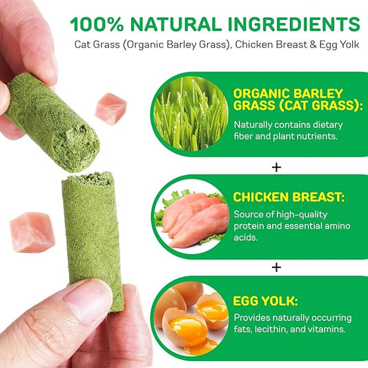 60g Cat Grass Sticks, Delicious Cat Grass Teething Stick Edible Cats Chew Toy Cat Treats Snack for Teeth Cleaning and Hairball Removal
