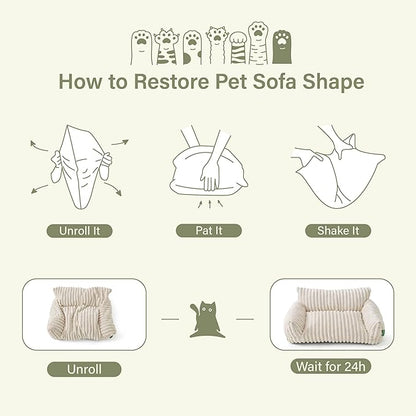 Cute Couch Bed for Pets, Supportive Cat Sofa for Indoor Cats, Medium Dog Sofa Bed for Medium Dogs, Grey, 30 inches